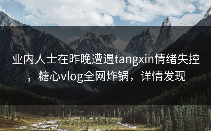 业内人士在昨晚遭遇tangxin情绪失控,糖心vlog全网炸锅,详情发现 业内人士在昨晚遭遇tangxin情绪失控,糖心vlog全网炸锅,详情发现