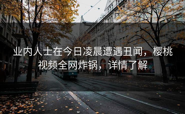 业内人士在今日凌晨遭遇丑闻，樱桃视频全网炸锅，详情了解