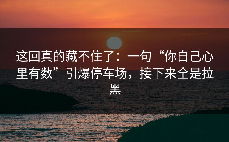这回真的藏不住了：一句“你自己心里有数”引爆停车场，接下来全是拉黑