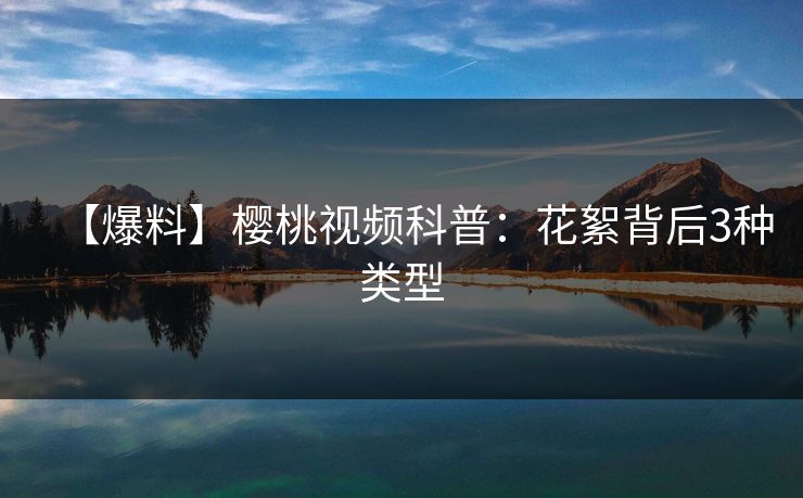 【爆料】樱桃视频科普：花絮背后3种类型