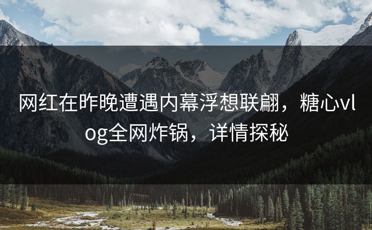 网红在昨晚遭遇内幕浮想联翩,糖心vlog全网炸锅,详情探秘 网红在昨晚遭遇内幕浮想联翩,糖心vlog全网炸锅,详情探秘