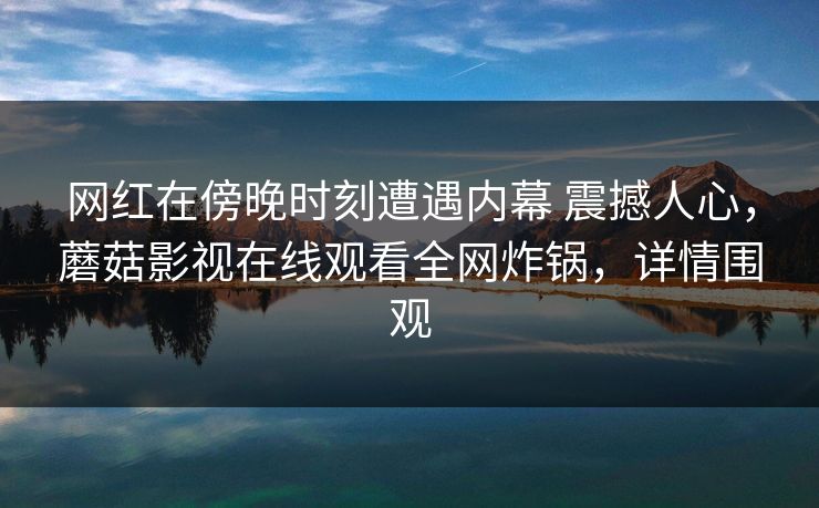 网红在傍晚时刻遭遇内幕 震撼人心，蘑菇影视在线观看全网炸锅，详情围观