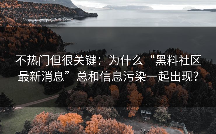 不热门但很关键:为什么“黑料社区最新消息”总和信息污染一起出现? 不热门但很关键:为什么“黑料社区最新消息”总和信息污染一起出现?