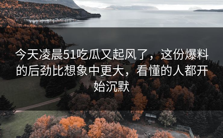 今天凌晨51吃瓜又起风了，这份爆料的后劲比想象中更大，看懂的人都开始沉默